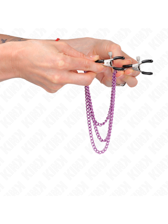 KINK PINZAS PARA PEZONES CON TRIPLE CADENA VIOLETA 20 23 28 CM