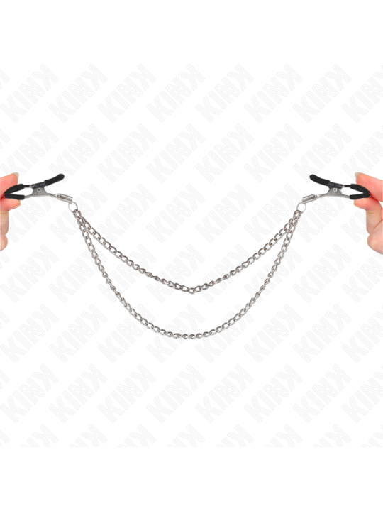 KINK PINZAS PARA PEZONES CON DOBLE CADENA GRUESA PLATEADO 20 23 CM