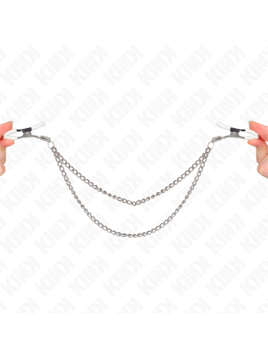 KINK PINZAS PARA PEZONES CON DOBLE CADENA FINA PLATEADO 20 23 CM
