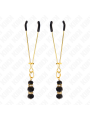 KINK PINZAS PARA PEZONES DORADA FINA CON TRIPLE BOLA DE VIDRIO NEGRO 7 CM