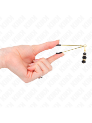 KINK PINZAS PARA PEZONES DORADA FINA CON TRIPLE BOLA DE VIDRIO NEGRO 7 CM