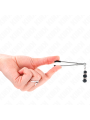 KINK PINZAS PARA PEZONES PLATEADA FINA CON TRIPLE BOLA DE VIDRIO NEGRO 7 CM