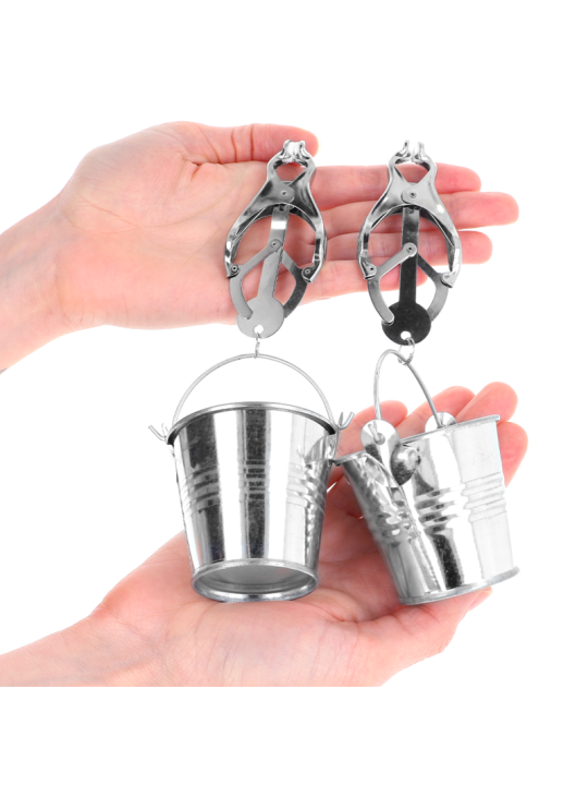 KINK PINZAS PARA PEZONES ESTILO JAPONES CON CUBOS PLATEADO