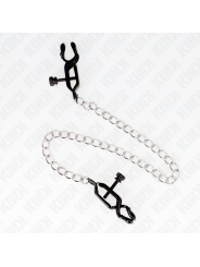 KINK PINZAS PARA PEZONES PLANAS NEGRO CON CADENA PLATEADO 30 CM