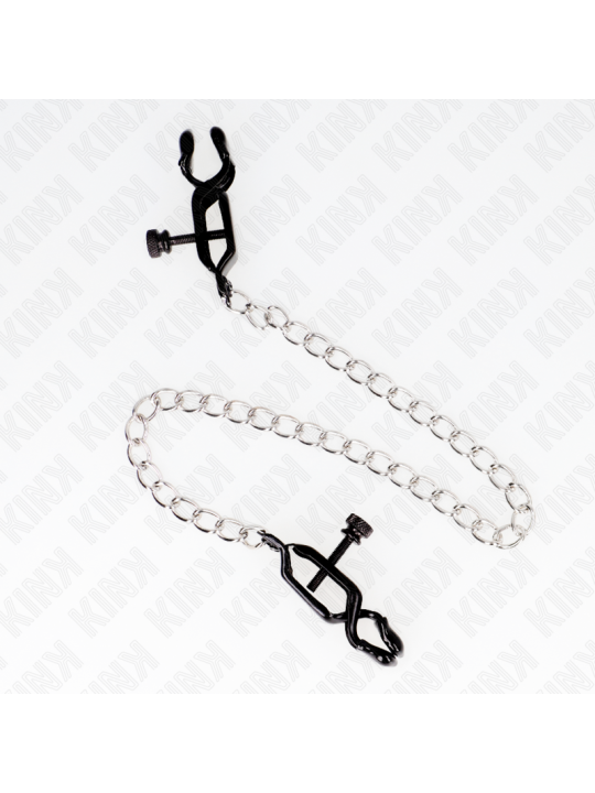 KINK PINZAS PARA PEZONES PLANAS NEGRO CON CADENA PLATEADO 30 CM