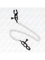 KINK PINZAS PARA PEZONES PLANAS NEGRO CON CADENA PLATEADO 30 CM