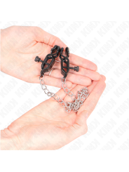 KINK PINZAS PARA PEZONES PLANAS NEGRO CON CADENA PLATEADO 30 CM