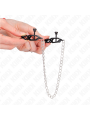 KINK PINZAS PARA PEZONES PLANAS NEGRO CON CADENA PLATEADO 30 CM