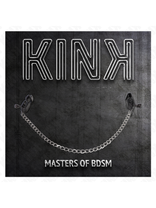 KINK PINZAS PARA PEZONES PLANAS NEGRO CON CADENA PLATEADO 30 CM