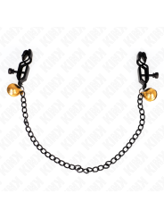 KINK PINZAS PARA PEZONES PLANAS NEGRO CON CASCABEL Y CADENA PLATEADO 30 CM