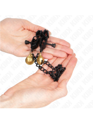 KINK PINZAS PARA PEZONES PLANAS NEGRO CON CASCABEL Y CADENA PLATEADO 30 CM