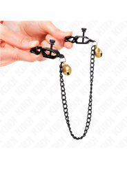 KINK PINZAS PARA PEZONES PLANAS NEGRO CON CASCABEL Y CADENA PLATEADO 30 CM