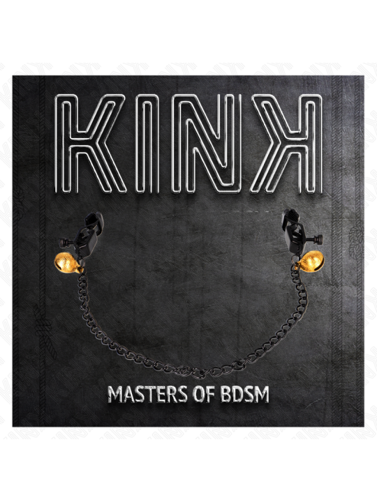 KINK PINZAS PARA PEZONES PLANAS NEGRO CON CASCABEL Y CADENA PLATEADO 30 CM