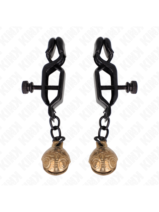 KINK PINZAS PARA PEZONES PLANAS NEGRO CON CASCABEL 7 CM