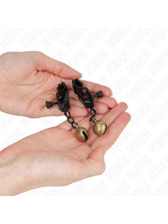 KINK PINZAS PARA PEZONES PLANAS NEGRO CON CASCABEL 7 CM