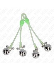 KINK PINZAS PARA PEZONES LUMINOSAS FORMA CALABERA CON CASCABEL SONORO AJUSTABLE VERDE PLATEADO