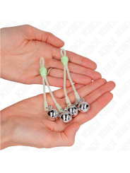 KINK PINZAS PARA PEZONES LUMINOSAS FORMA CALABERA CON CASCABEL SONORO AJUSTABLE VERDE PLATEADO