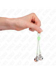 KINK PINZAS PARA PEZONES LUMINOSAS FORMA CALABERA CON CASCABEL SONORO AJUSTABLE VERDE PLATEADO