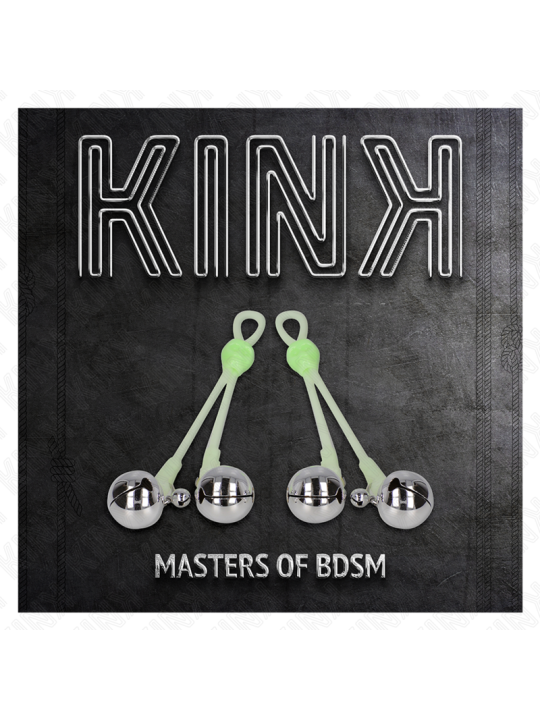KINK PINZAS PARA PEZONES LUMINOSAS FORMA CALABERA CON CASCABEL SONORO AJUSTABLE VERDE PLATEADO