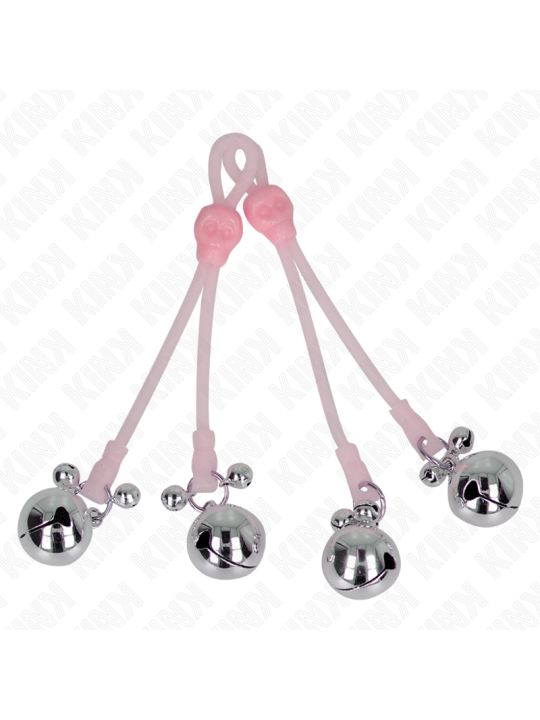KINK PINZAS PARA PEZONES LUMINOSAS FORMA CALABERA CON CASCABEL SONORO AJUSTABLE ROSA PLATEADO