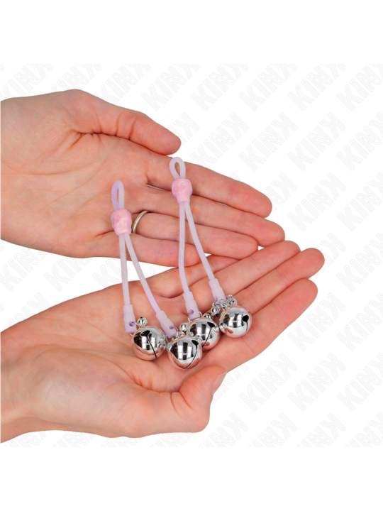 KINK PINZAS PARA PEZONES LUMINOSAS FORMA CALABERA CON CASCABEL SONORO AJUSTABLE ROSA PLATEADO