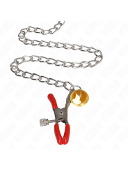 KINK PINZAS PARA PEZONES Y CLITORIS ROJAS CON CASCABEL DORADO Y CADENA 30 CM