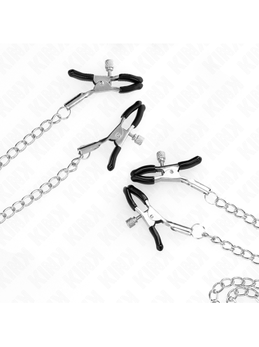 KINK PINZAS PARA PEZONES Y CLITORIS 4 ENGANCHES AJUSTABLE PLATEADO