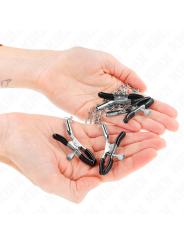 KINK PINZAS PARA PEZONES Y CLITORIS 4 ENGANCHES AJUSTABLE PLATEADO