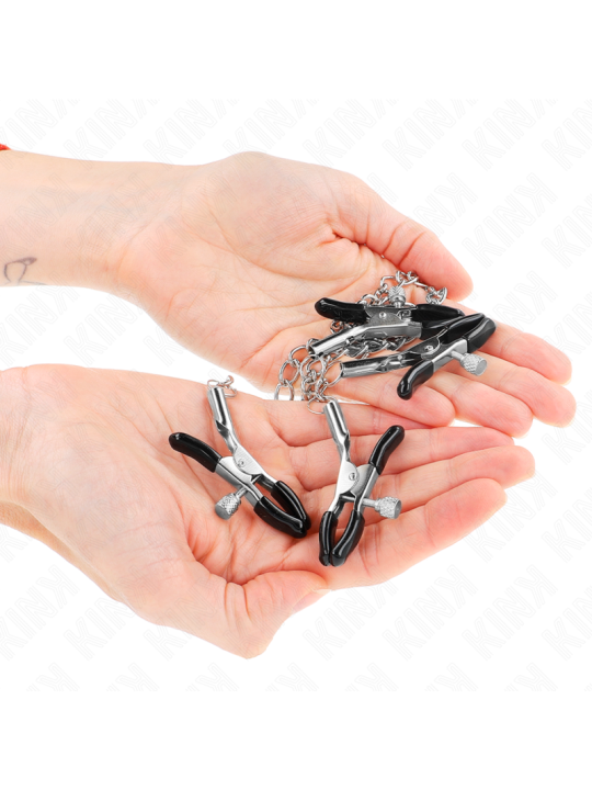 KINK PINZAS PARA PEZONES Y CLITORIS 4 ENGANCHES AJUSTABLE PLATEADO