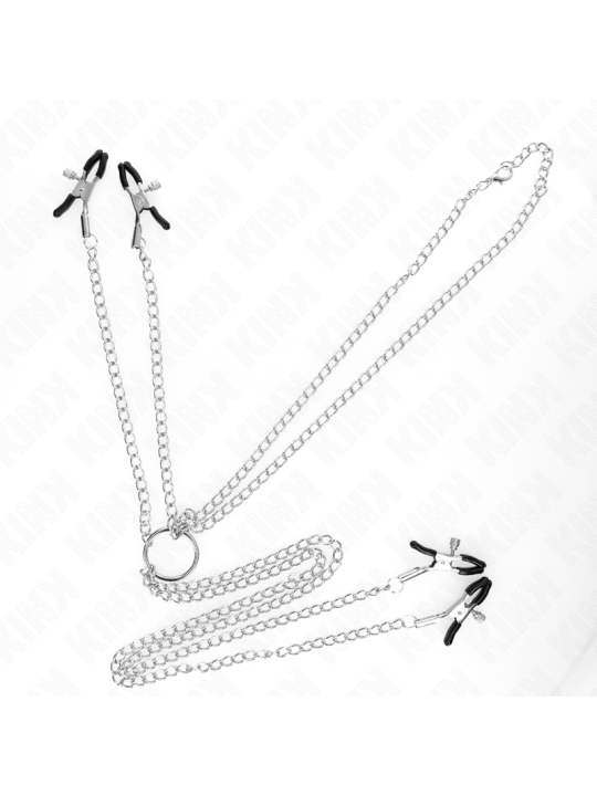 KINK PINZAS PARA PEZONES Y CLITORIS 4 ENGANCHES AJUSTABLE PLATEADO