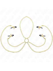 KINK PINZAS PARA PEZONES Y CLITORIS 4 ENGANCHES AJUSTABLE DORADO