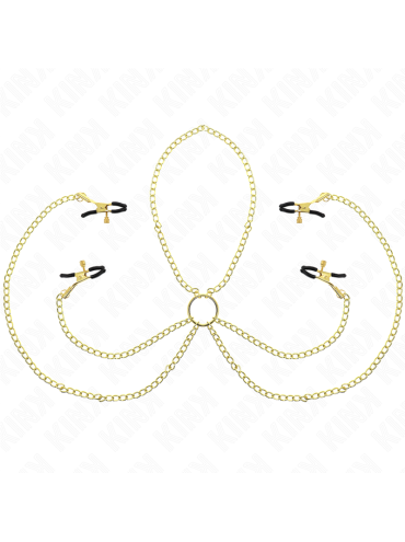 KINK PINZAS PARA PEZONES Y CLITORIS 4 ENGANCHES AJUSTABLE DORADO