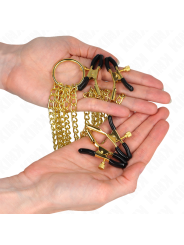 KINK PINZAS PARA PEZONES Y CLITORIS 4 ENGANCHES AJUSTABLE DORADO