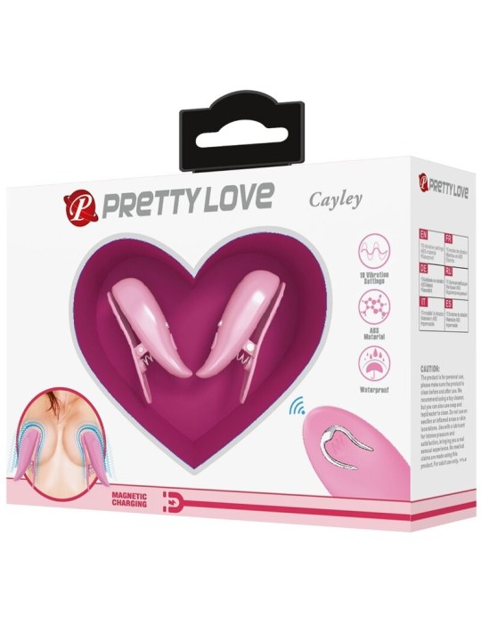 PRETTY LOVE CAILEY PINZAS PARA PEZONES 10 VIBRACIONES CONTROL REMOTO ROSA