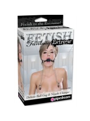 FETISH FANTASY EXTREME MORDAZA DELUXE CON PINZAS PEZONES CON CADENAS