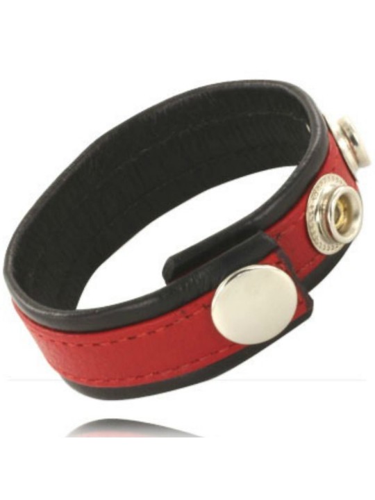 LEATHER BODY CORREA DE CUERO AJUSTABLE PARA PENE ROJA NEGRA