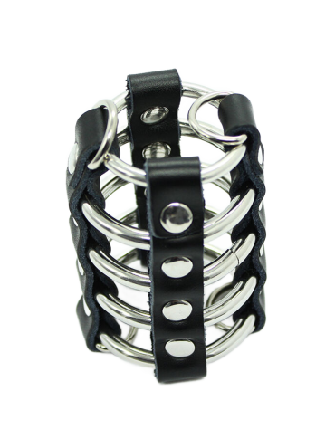 OHMAMA FETISH JAULA PENE CON ANILLAS METALICAS Y CORREAS PIEL