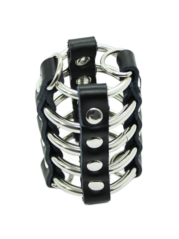 OHMAMA FETISH JAULA PENE CON ANILLAS METALICAS Y CORREAS PIEL