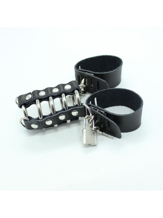 OHMAMA FETISH JAULA PENE CON ANILLAS METALICAS Y CORREAS PIEL