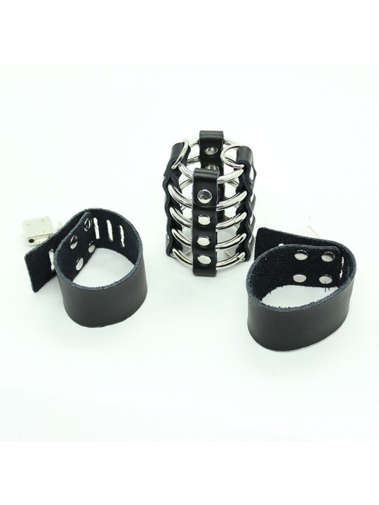 OHMAMA FETISH JAULA PENE CON ANILLAS METALICAS Y CORREAS PIEL