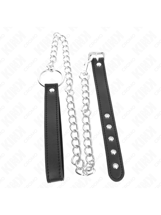 KINK ANILLO PENE CUERO 215 X 2 CM CON CADENA METAL 60 CM Y CORREA DE CUERO