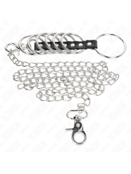 KINK 7 ANILLOS PENE METAL 38 CM A 5 CM CONECTADOS CON POLIPIEL Y CADENA METAL 100 CM