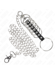 KINK 7 ANILLOS PENE METAL 38 CM A 5 CM CONECTADOS CON POLIPIEL Y CADENA METAL 100 CM