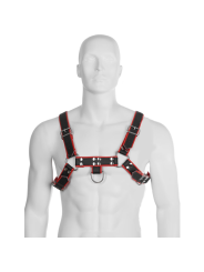 LEATHER BODY CHAIN HARNESS III BLACK RED
