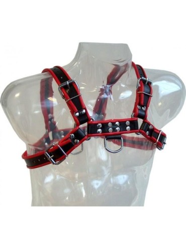 LEATHER BODY CHAIN HARNESS III BLACK RED