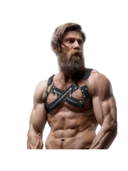 FETISH SUBMISSIVE ATTITUDE ARNES BULLDOG AJUSTABLE NEOPRENO PECHO CRUZADO CON CREMALLERAS HOMBRE