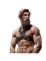 FETISH SUBMISSIVE ATTITUDE ARNES ECOPIEL PECHO CRUZADO CON REMACHES HOMBRE