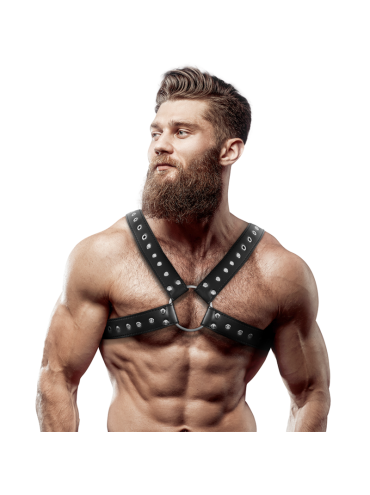 FETISH SUBMISSIVE ATTITUDE ARNES ECOPIEL PECHO CRUZADO CON TACHUELAS HOMBRE