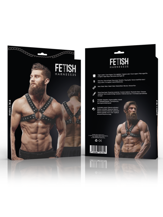 FETISH SUBMISSIVE ATTITUDE ARNES ECOPIEL PECHO CRUZADO CON TACHUELAS HOMBRE