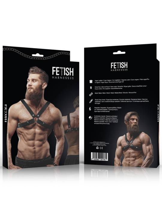 FETISH SUBMISSIVE ATTITUDE ARNES BULLDOG AJUSTABLE ECOPIEL PECHO CRUZADO HOMBRE